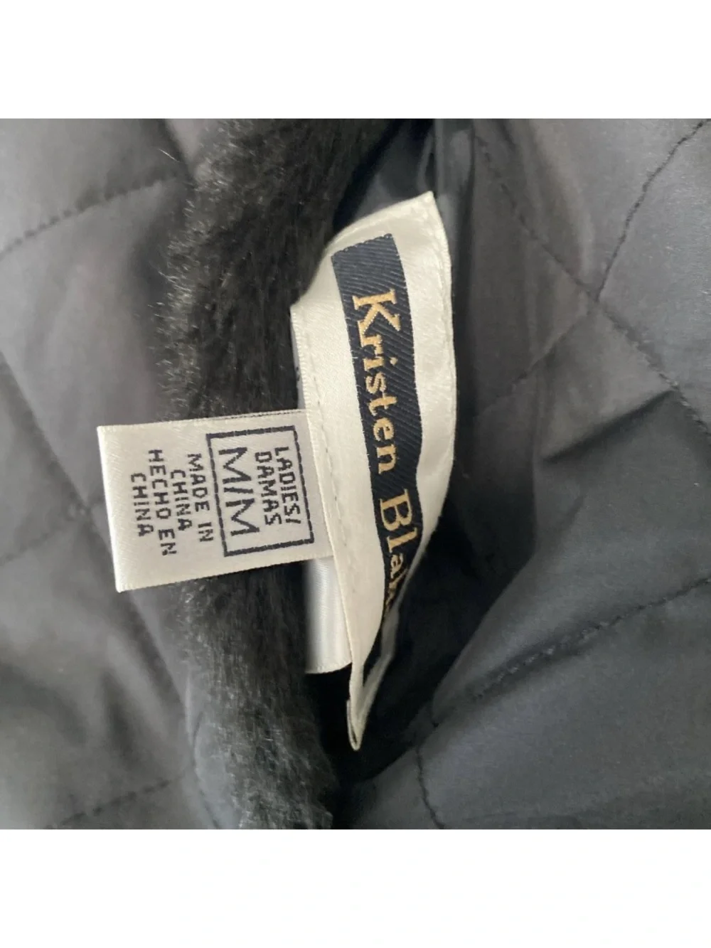 Kristen Blake Black Quilted & Faux Fur Reversible Hooded Vest Size Medium
